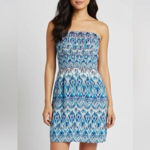 Charlie Jade Print Strapless Silk Minidress
